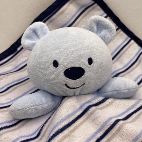 George Lovey Plush Security Baby Blanket Bear Blue Stripes Walmart - Picture 2 of 7